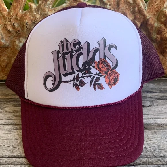 Vintage The Judds Concert Hat by OTTO Maroon and White Mesh Trucker Cap - Picture 9 of 13